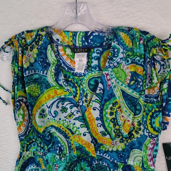 NWT Lauren Ralph Lauren Swimsuit Cover Up Sz Medium Abstract Paisley Tunic - Picture 3 of 9